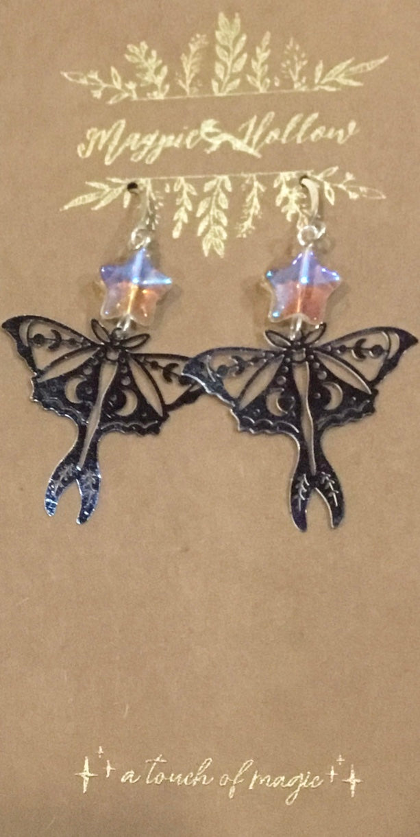 Luna Moth and Star Earrings