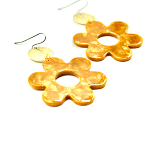 Burnt Yellow Flower Earrings