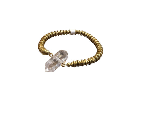 Quartz and Brass Bracelet