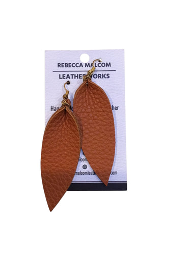 Skinny Leaf Earrings - Orange