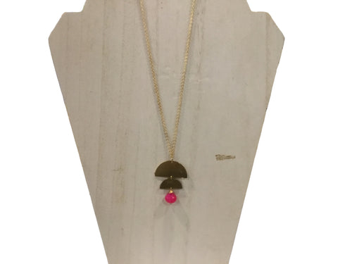 Chalcedony and Brass Midi Gemstone Pendant