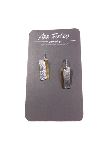 Silver and Brass Rectangle Earrings