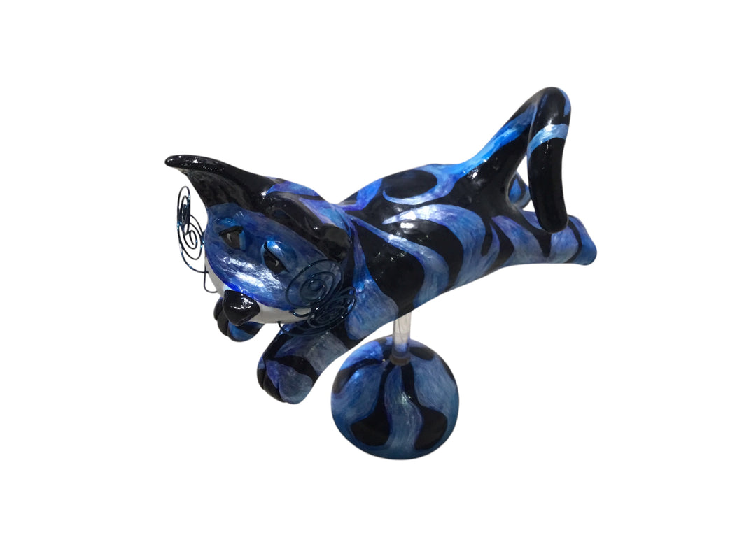 Blue Flame Flying Dotted Cat on Stand