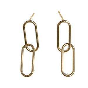 Gold Double Paperclip Earrings