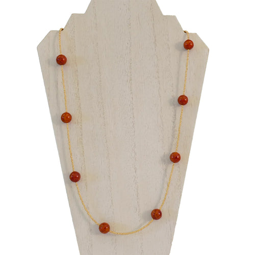 Red Coral On Gold Necklace