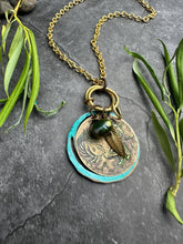 Hand Patina Brass Pegasus Coin Pendant