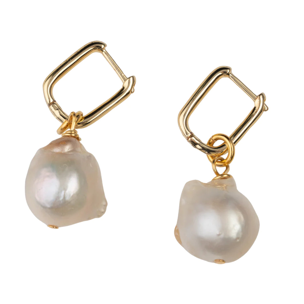 Gold Baroque Pearl Earrings