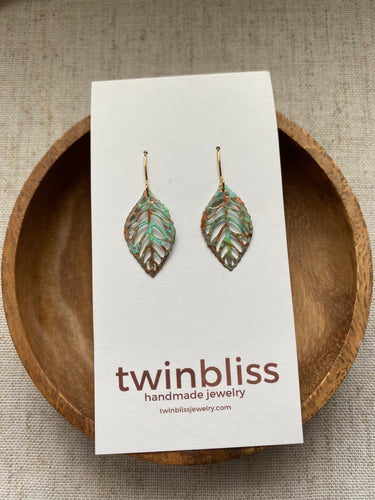 Gold Blue/Copper Patina Leaf