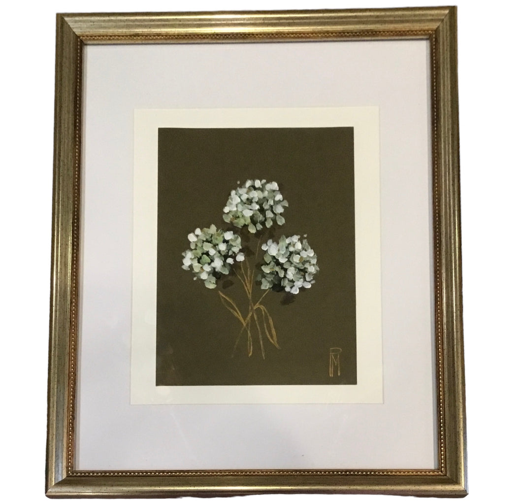 Hydrangeas matted W/ gold frame IV