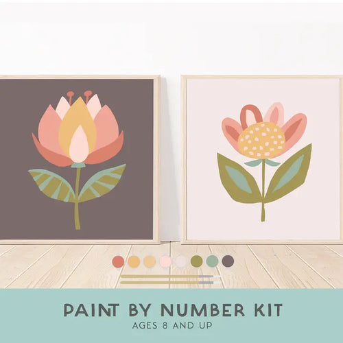 Flowers Paint By Number Kit + Easel For Kids