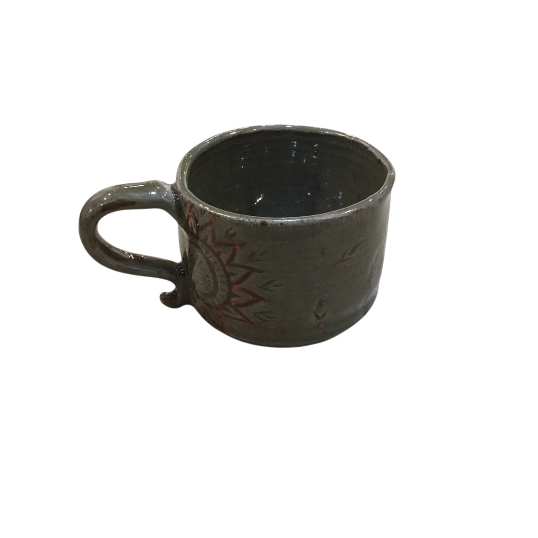 Mug With Sun Motif -Olive Green