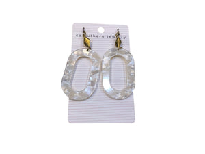 White Stone Oval earrings