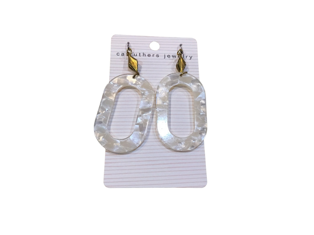 White Stone Oval earrings