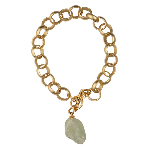 Matte Gold Circle Chain Jade Bracelet