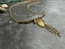 Branch Necklace Aquamarine Gold Leaf Charm Nature Botanical: 16