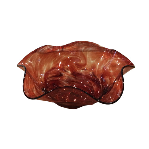 Blown Glass Wavy Bowl Medium - Maroon
