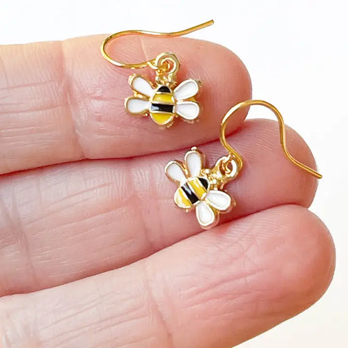 Kids Teen Tiny Cute Honey Bee Earrings and Clip -Ons Ear Wire