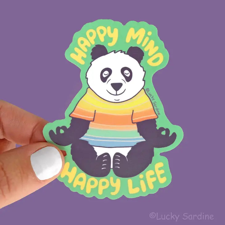 Happy Mind Happy Life Panda Vinyl Sticker