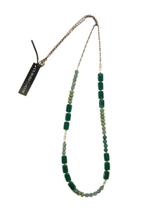 32" Kelly Green and Mixed Bead Necklace--Czech Glass Beads