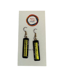 Dichroic Fused Glass Earrings--Yellow and Black