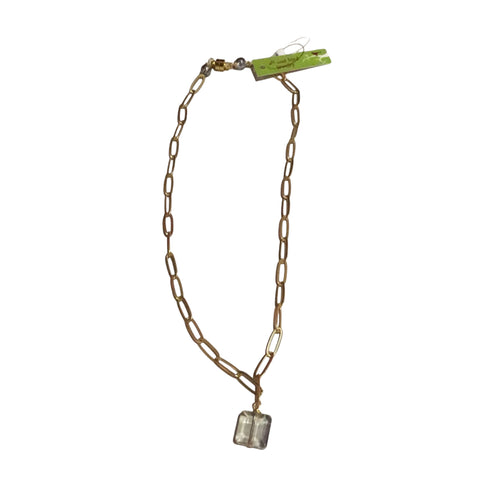 Paperclip Necklace with Square Pendant