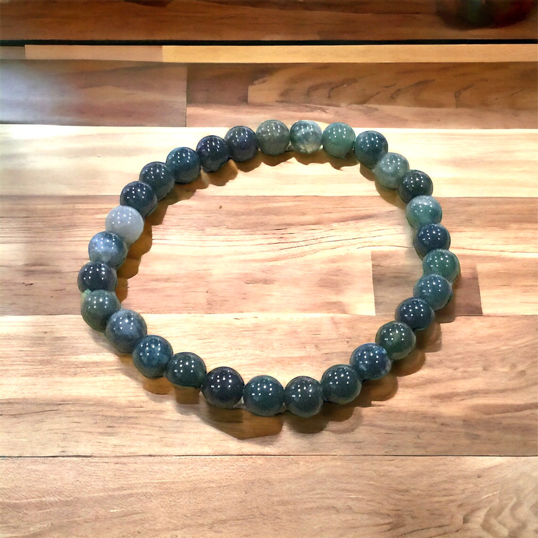 Moss Agate Bracelet--6 mm