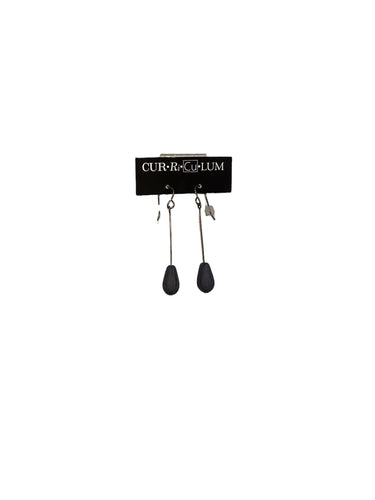 Matte Black Dangle Earrings--Czech Glass Beads