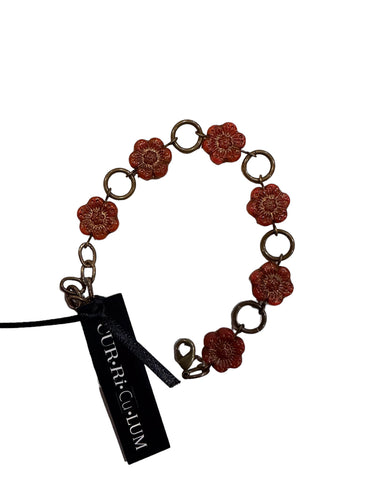 Red Flower Bracelet--Czech Glass Beads