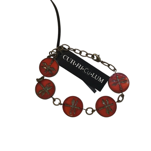 Red Dragonfly Czech Glass Bracelet