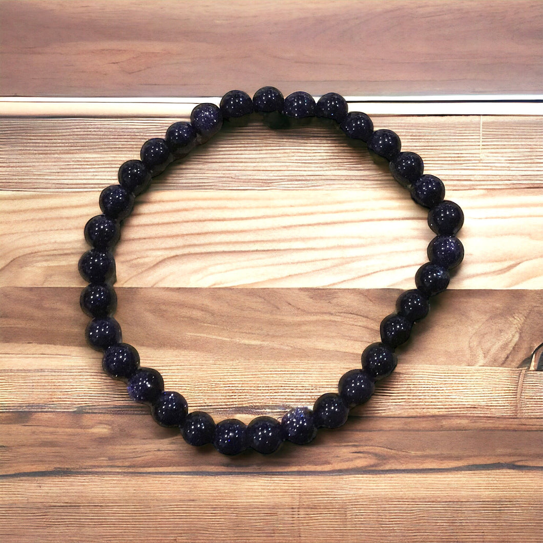 Blue Goldstone Bracelet--6 mm