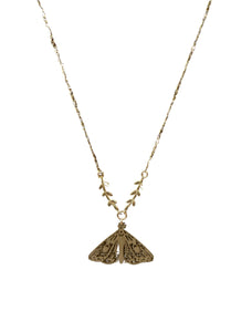 Brass Moth and Vine Necklace