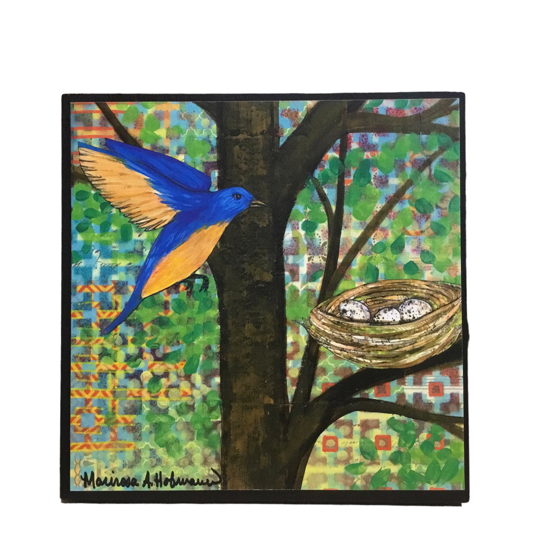 Blue Bird with Nest
