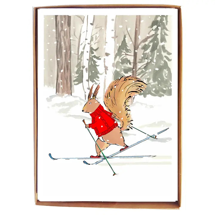 Red Squirrel Skiing - Box of 8