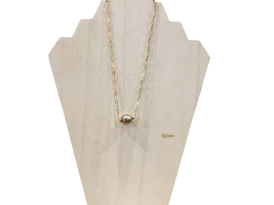 Kasumi Pearl and Brass Necklace