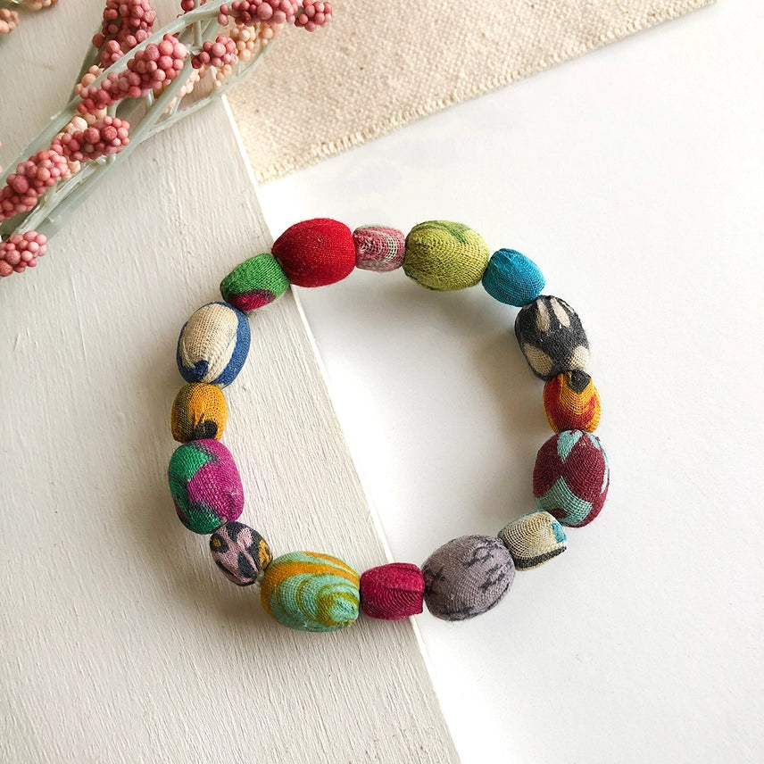 Pebbled kantha bracelet