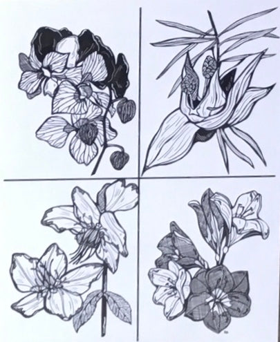 Flowers print w/ Black frame