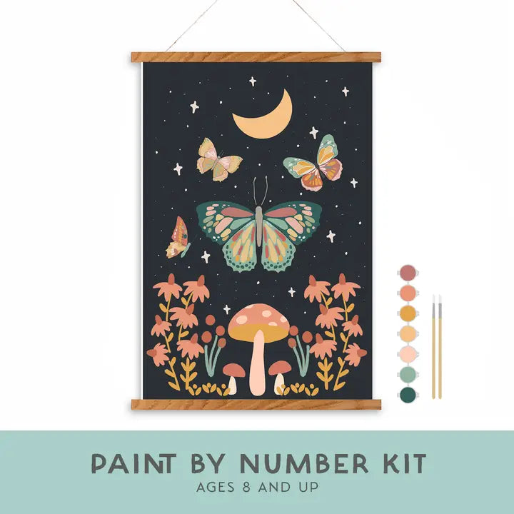 Night Butterfly Garden Paint-By-Number Kit For Kids