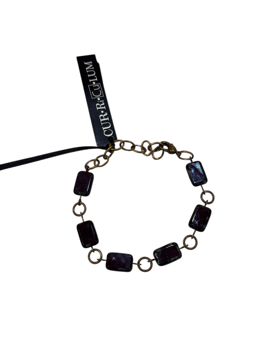 Maroon Brown Tile Czech Glass Bracelet