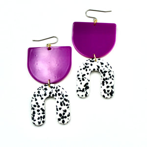 Purple & Spotted Arch Earrings