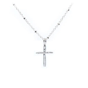 Organic Cross on Cable Chain - Sterling Silver