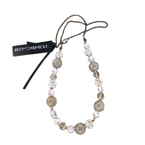 White Cube With Gold Star Czech Glass Necklace