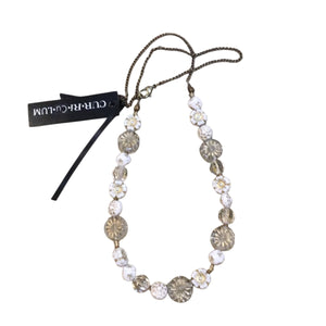 White Cube With Gold Star Czech Glass Necklace