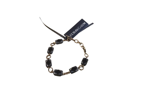 Black rectangle with diamond shape Czech bead bracelet