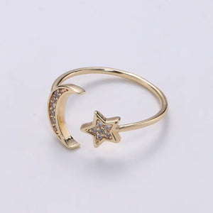 Moon and Star Ring