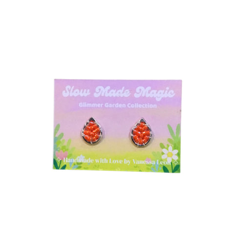 Leaf Stud Earrings - Orange