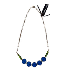 19" Capri Blue and Green Necklace--Czech Glass Beads