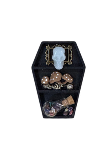 Mini Coffin Curio Shelf Fridge Magnet - Gems