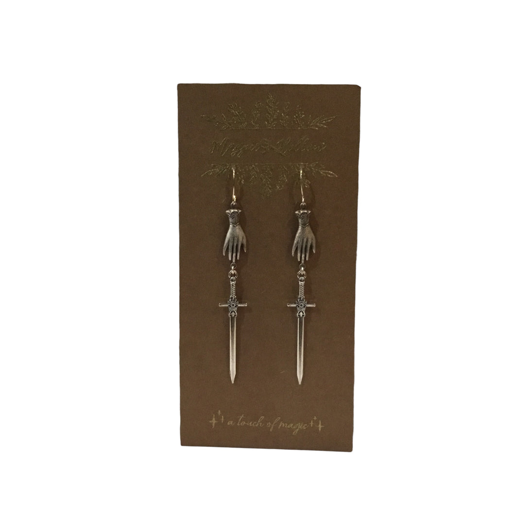 Hand and Sword Earrings