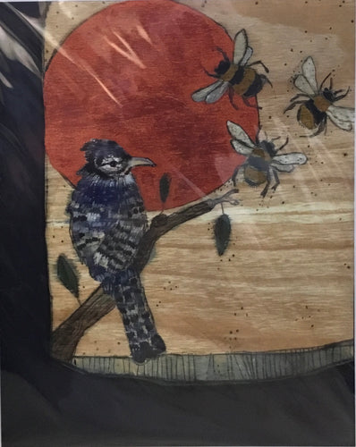 Honey bee and blue bird