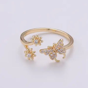 Dainty Butterfly and Flower Ring